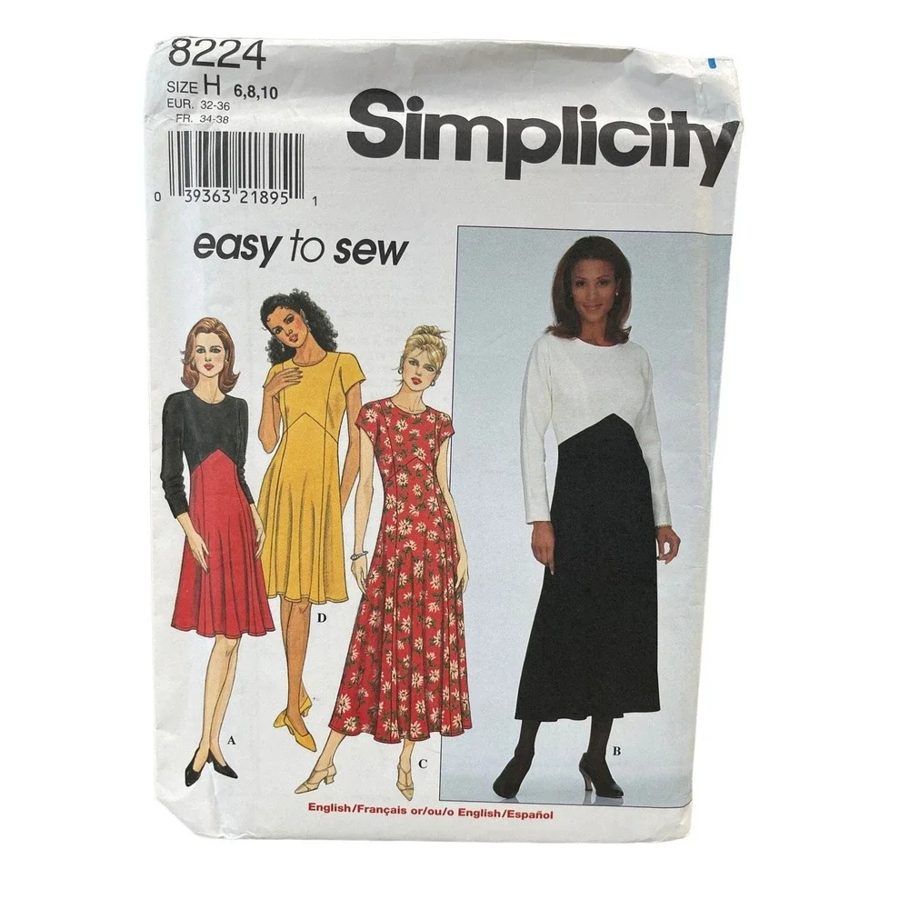 Simplicity Sewing Pattern 8224 Dress Fit Flare Midi Maxi Misses Size 6-10‎